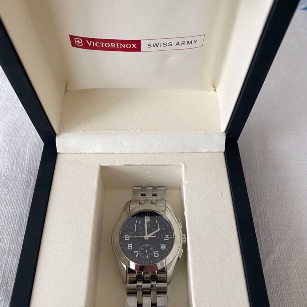 Victorinox Stainless Steel Watch with Black Dial